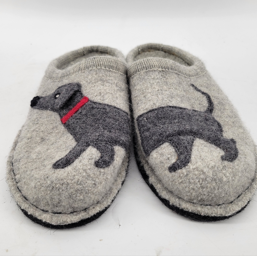 Haflinger Boiled Wool Gray Dog Slippers Size 7